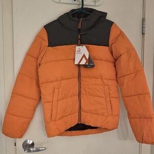 Kids Orange and Gray Puffer Jacket